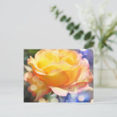ゴージャスな黄色いバラの花。花の写真。 ポストカード (スタンド正面)