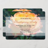 ゴージャスな黄色いバラの花Thnksgivingパーティー 招待状 (正面/裏面)