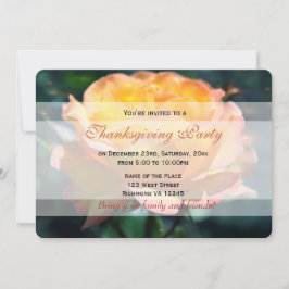 ゴージャスな黄色いバラの花Thnksgivingパーティー 招待状