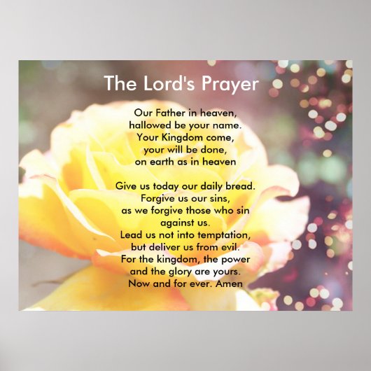 ゴージャスな黄色いバラ花主の祈りの言葉 ポスター (正面)