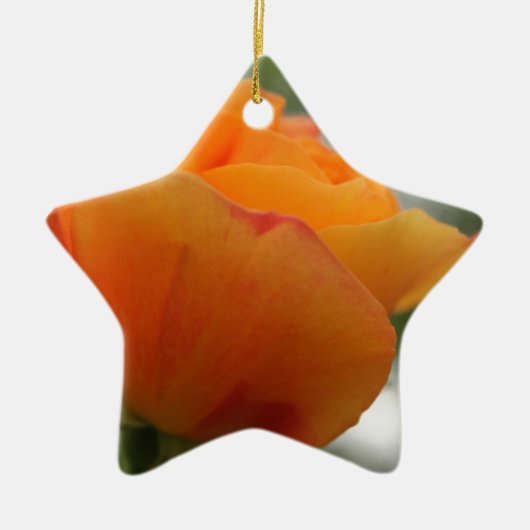 ゴージャスな黄色のバラの花写真。 セラミックオーナメント (正面)