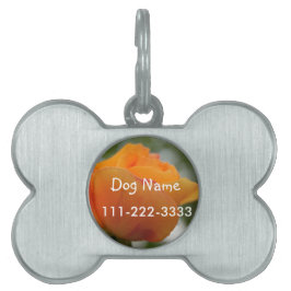 ゴージャスな黄色のバラの花写真。 ペットネームタグ