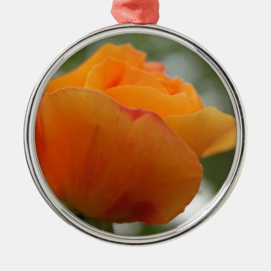 ゴージャスな黄色のバラの花写真。 メタルオーナメント (正面)