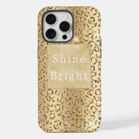 ゴージャスな黄色の金色ラメヒョウ柄 iPhoneケース (裏面)
