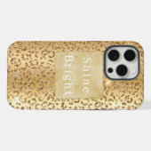 ゴージャスな黄色の金色ラメヒョウ柄 iPhoneケース (裏面横)