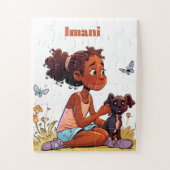 ゴージャスな黒い女の子と彼女の毛皮のパズル ジグソーパズル (縦)