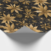 ゴージャスな黒い金ゴールド雪のクリスマス ラッピングペーパー (角)