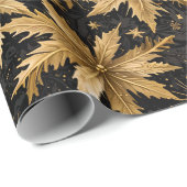 ゴージャスな黒い金ゴールド雪のクリスマス ラッピングペーパー (ロールコーナー)