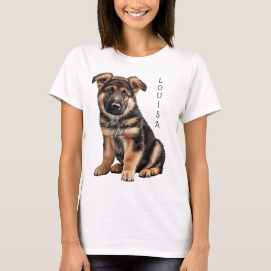 ゴージャスな黒とタンドイツの羊飼いの子犬 Tシャツ (正面)