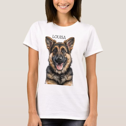 ゴージャスな黒とタンドイツの羊飼いの子犬 Tシャツ (正面)