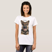 ゴージャスな黒とタンドイツの羊飼いの子犬 Tシャツ (正面フル)