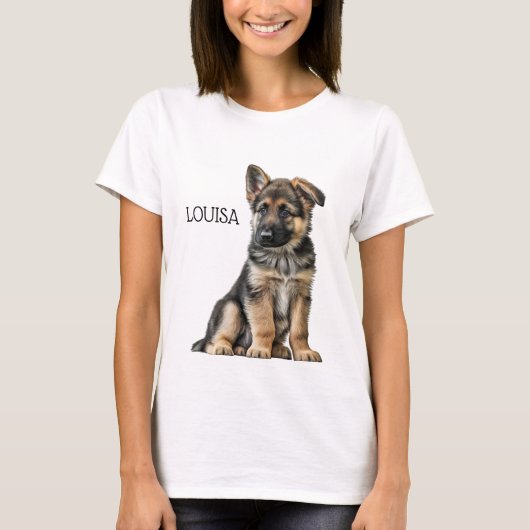 ゴージャスな黒とタンドイツの羊飼いの子犬 Tシャツ (正面)