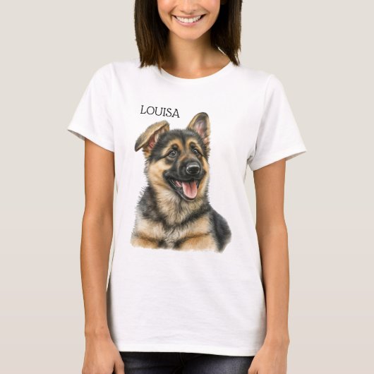 ゴージャスな黒とタンドイツの羊飼いの子犬 Tシャツ (正面)