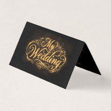 ゴージャスな黒と金のカリグラフィー折りたたみ式結婚式招待状