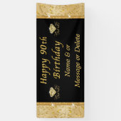 ゴージャスな黒と金ゴールド70番目の誕生日バナー 横断幕 (縦)