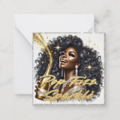 ゴージャスな黒人女性がシャンパンを開ける ノートカード (正面)