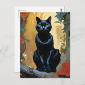 ゴージャスな黒猫はがき ポストカード (正面/裏面)