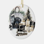 ゴージャスな黒、白と金ゴールドのクリスマスオーナメント セラミックオーナメント (右)