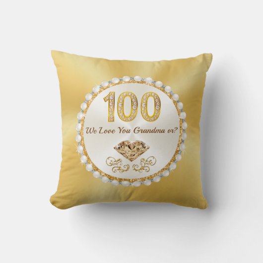 ゴージャスな100誕生日枕100誕生日 クッション (正面)