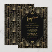 ゴージャスな1920年代のグレートギャツビーアートデコーレセプション 招待状 (正面/裏面)