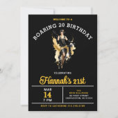 ゴージャスな20年代風21歳誕生日パーティーへようこそ 招待状 (正面)