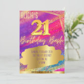 ゴージャスな21歳の誕生日パーティー招待状 招待状 (スタンド正面)