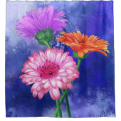 ゴージャスな3色ガーベラスシャワーカーテン シャワーカーテン (正面)