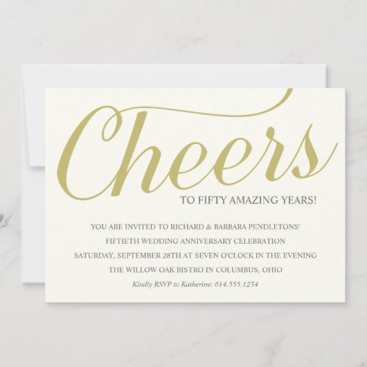 ゴージャスな50周年結婚記念日パーティー招待状 招待状 (正面)