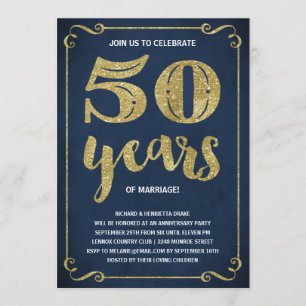 ゴージャスな50周年結婚記念日パーティー 招待状