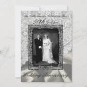 ゴージャスな50周年結婚記念日フォト モダン 招待状 (正面)