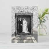 ゴージャスな50周年結婚記念日フォト モダン 招待状 (スタンド正面)