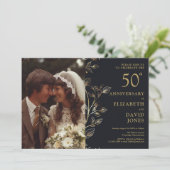 ゴージャスな50周年結婚記念日写真招待状 招待状 (スタンド正面)