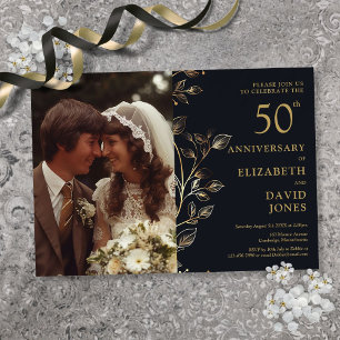 ゴージャスな50周年結婚記念日写真招待状 招待状