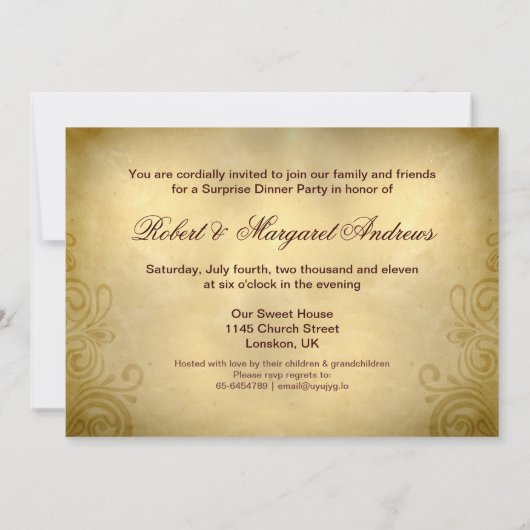 ゴージャスな50周年記念結婚式招待状 招待状 (裏面)