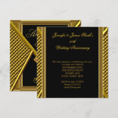 ゴージャスな50周年記念　エレガントなウェディングゴールド 招待状 (正面/裏面)