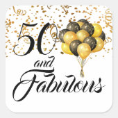 ゴージャスな50歳の誕生日お祝いゴールドの紙吹雪 スクエアシール (正面)