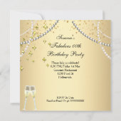 ゴージャスな50歳の誕生日パーティー　クリームゴールドのヒール　シャンパン 招待状 (裏面)