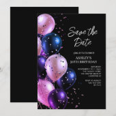 ゴージャスな50歳の誕生日Save the Date 招待状 (正面/裏面)