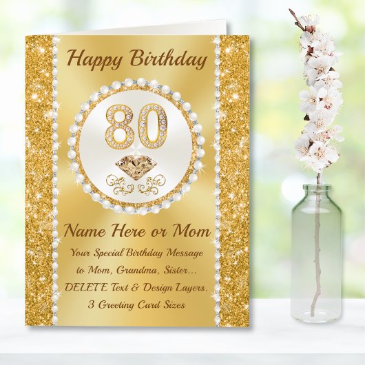 ゴージャスな80誕生日カード母のために， Gramma, Her カード