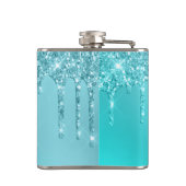 ゴージャスアクアブルーミント&ターコイズグリッタードリップ フラスク (裏面)