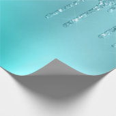 ゴージャスアクアブルーミント&ターコイズグリッタードリップ ラッピングペーパー (角)