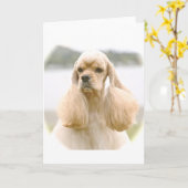 ゴージャスアメリカンコッカースパニエル犬 カード (黄色い花)