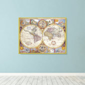 ゴージャスアートオールドワールドヴィンテージマップ キャンバスプリント (インサイチュ (ウッドフロア))