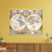 ゴージャスアートオールドワールドヴィンテージマップ キャンバスプリント (インサイチュ (リビング))