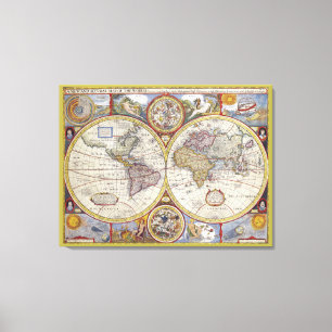 ゴージャスアートオールドワールドヴィンテージマップ キャンバスプリント