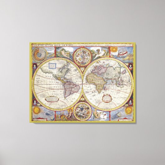 ゴージャスアートオールドワールドヴィンテージマップ キャンバスプリント (正面)