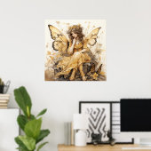 ゴージャスイエローファンタジー妖精 ポスター (ホームオフィス)