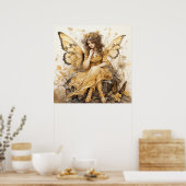 ゴージャスイエローファンタジー妖精 ポスター (キッチン)