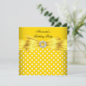 ゴージャスイエロー白水玉模様誕生会 招待状 (スタンド正面)