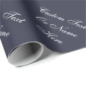 ゴージャスインクブルーインディゴ&ホワイト名前をカスタムする,文字 ラッピングペーパー (ロールコーナー)